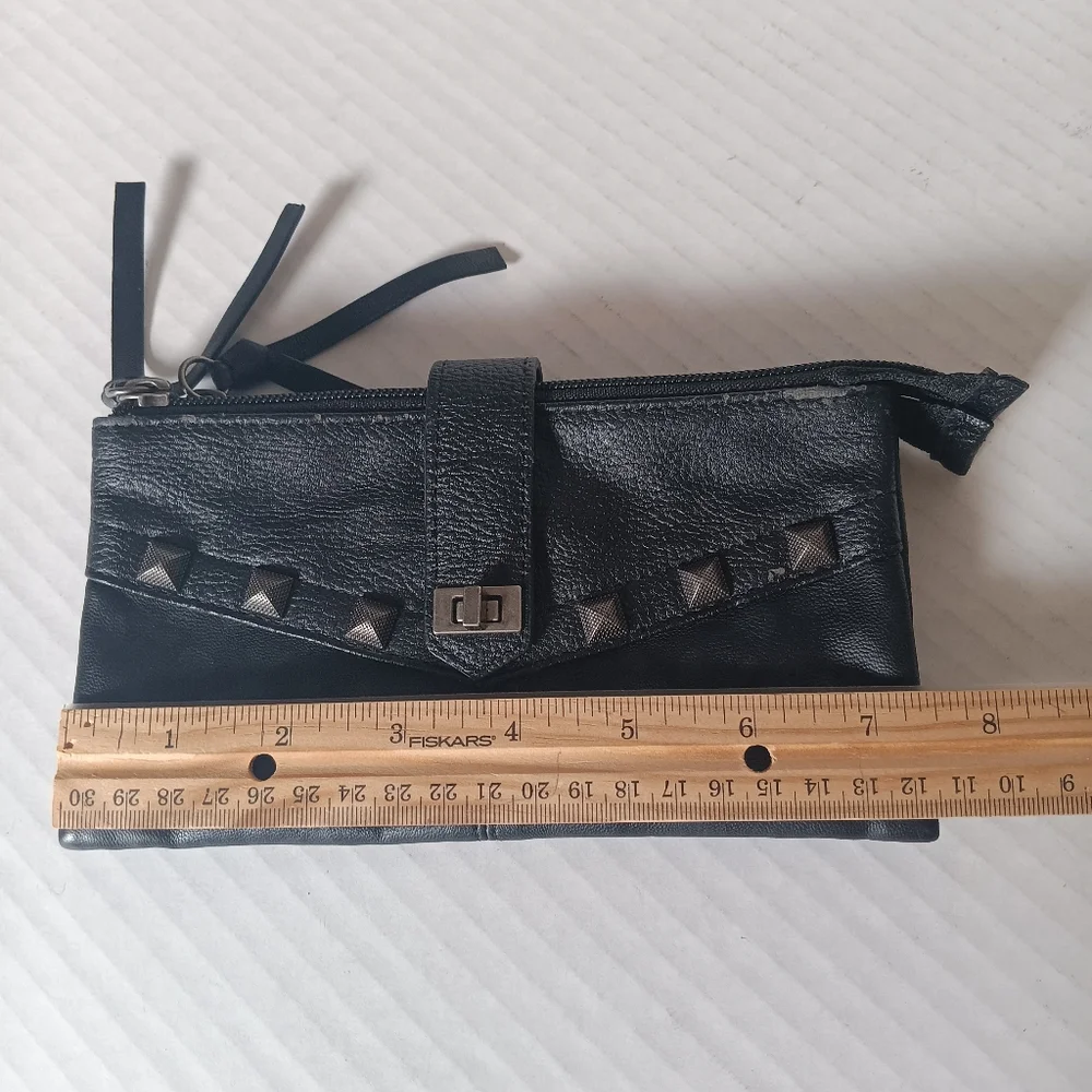 Miss Me‎ Black Leather Studded Wallet 4 x 7 1/2 inches